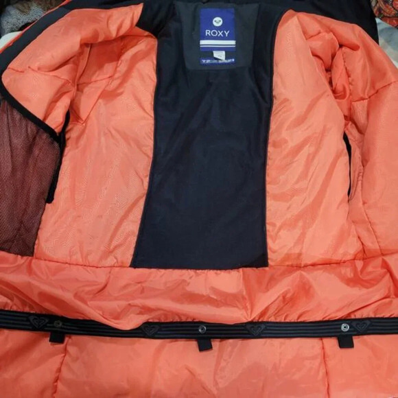 Roxy Black and Orange Jacket with White Zig Zag Stripes - Size Large - Picture 9 of 9